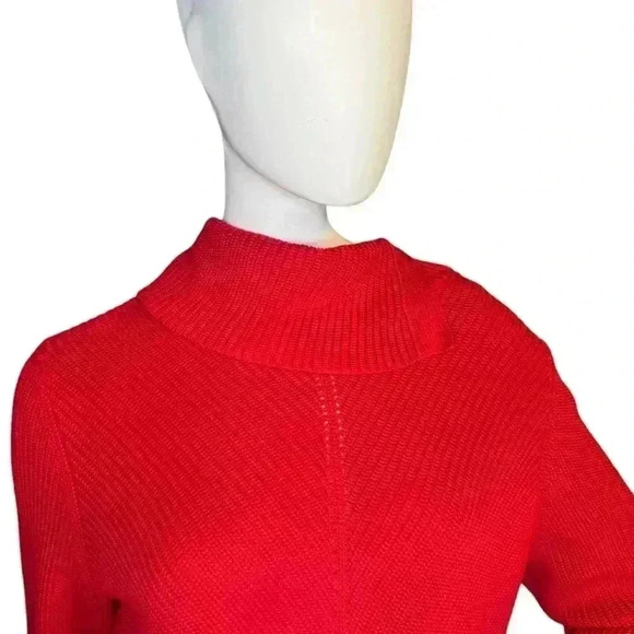 Talbots Holiday Festive Tie Front Cowl Neck Red Sweater. - Picture 5 of 11